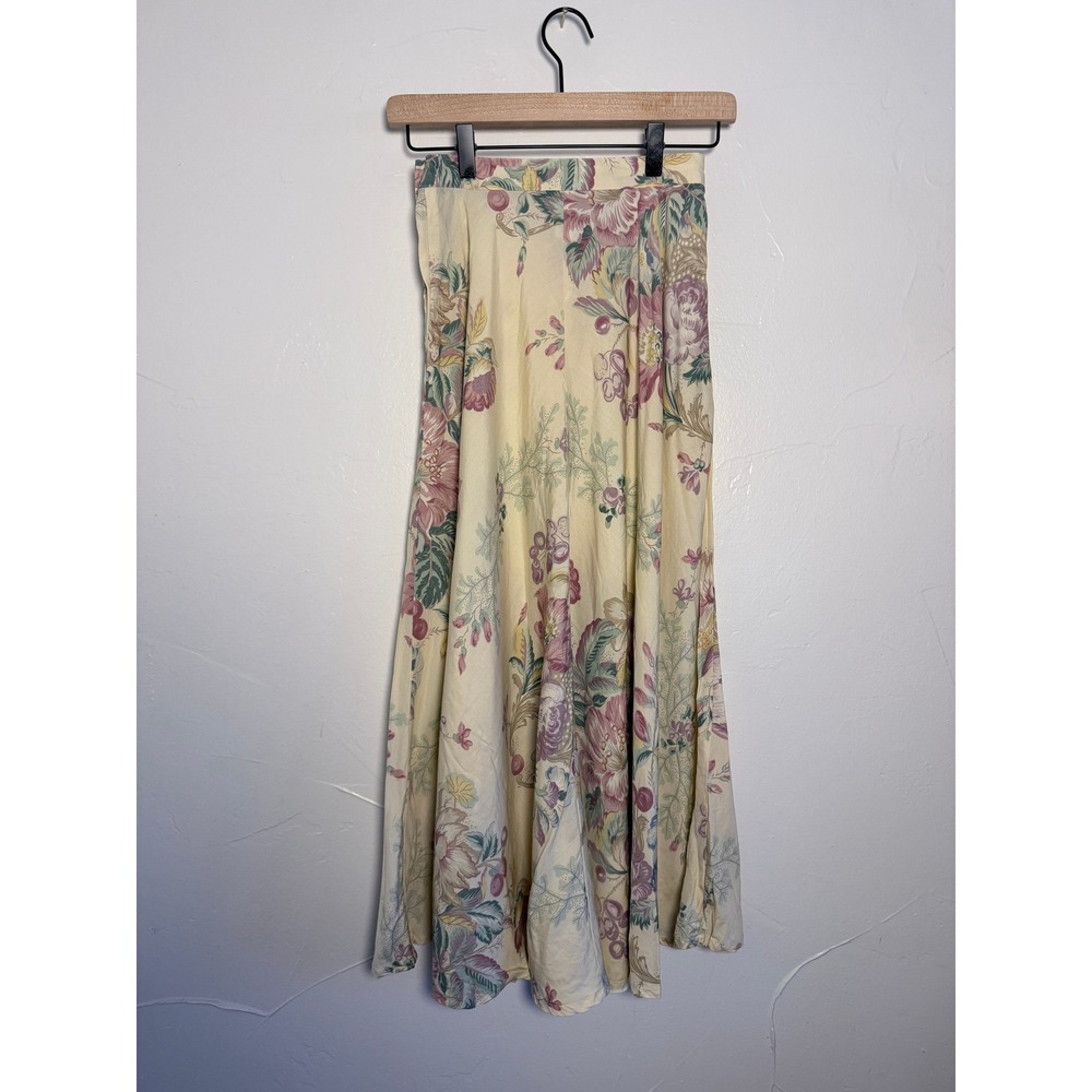 Vintage Banana Republic Safari Travel Floral Rayon Midi Skirt Size 2